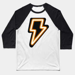 Neon Orange Lightning Bolt Baseball T-Shirt